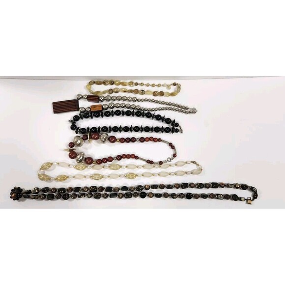 Vintage Lot Of 6 Bead Necklaces Assorted Sizes And Colors Elegant Dress - Picture 2 of 10